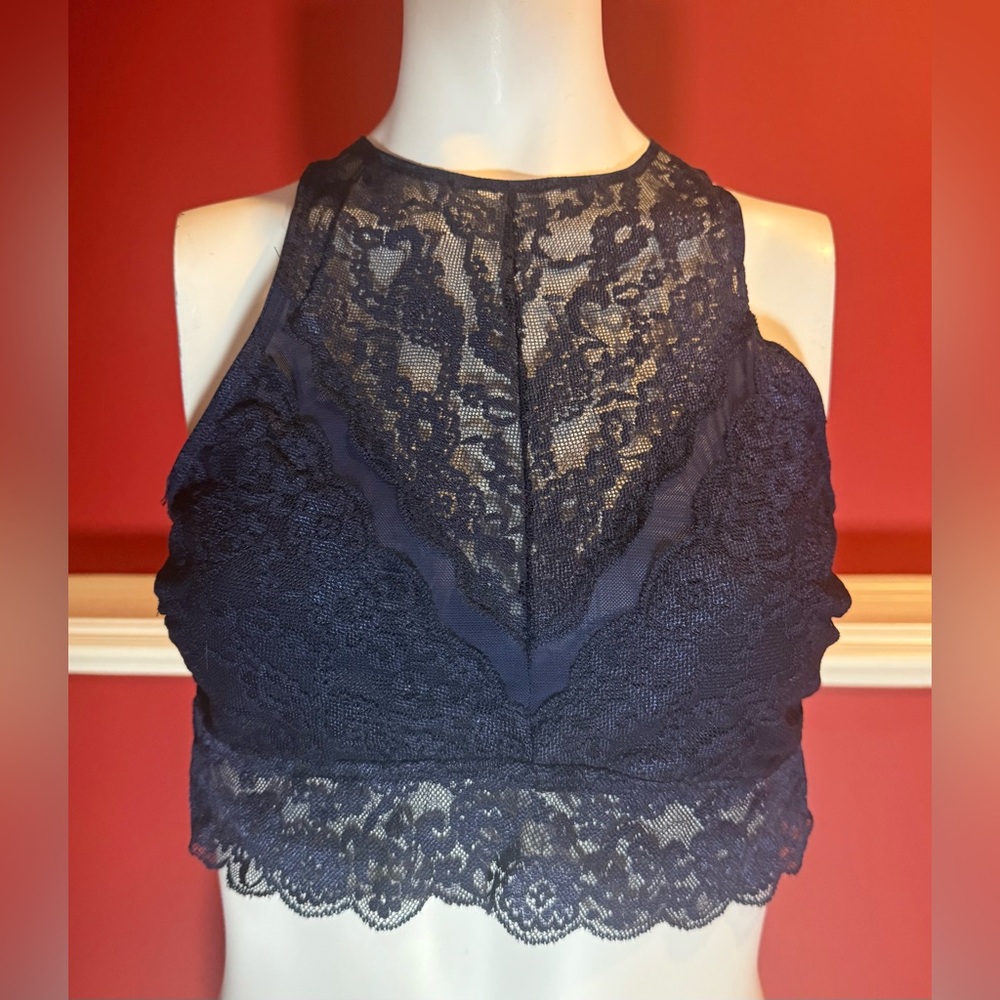 Pretty Lace Racerback Bralette - dark blue / navy
